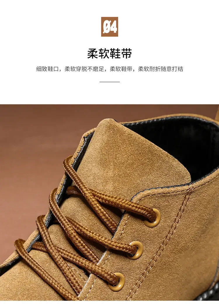 High Top Casual Board Shoes Men's Lace Up Suede Black Flat Bottom Short Boots Men's Chelsea Boots High-quality Brand Denim Boots