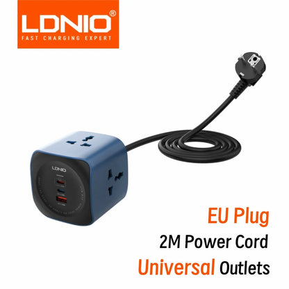 Cube Power Strip 3 Outlets UK US EU Plugs 2m USB Socket Surge Protector