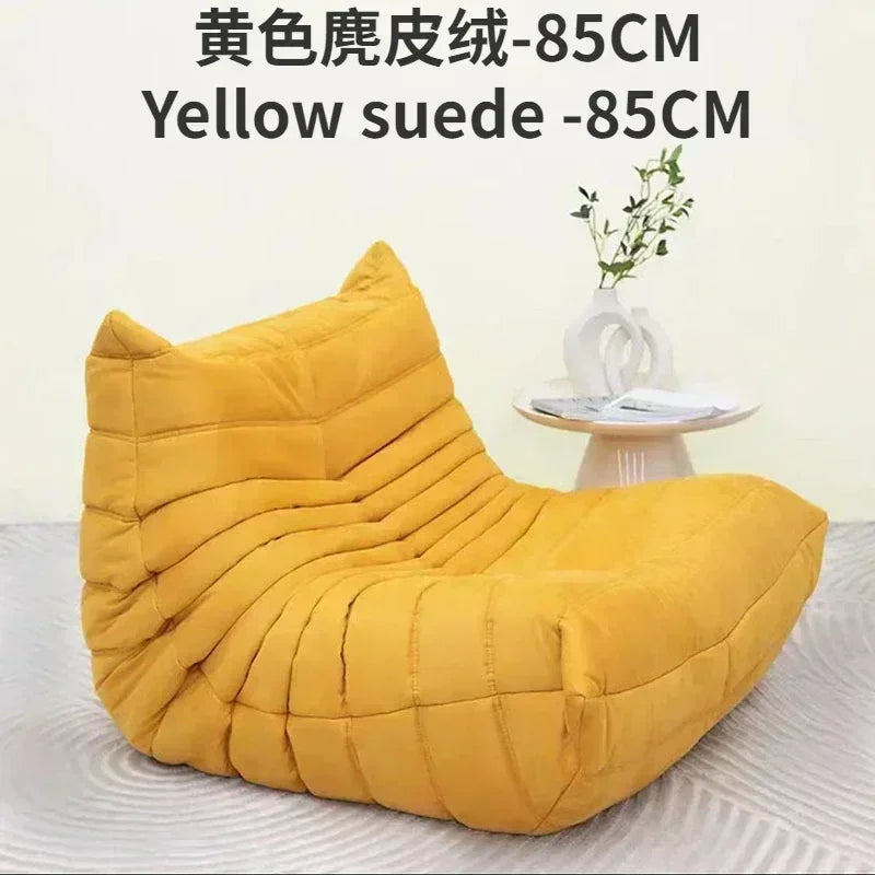 Single Casual Sofa Chair with Cat Scratch Leather Nordic Togo Lazy Caterpillar Sofa Bedroom Living Room Balcony Suede Sofa