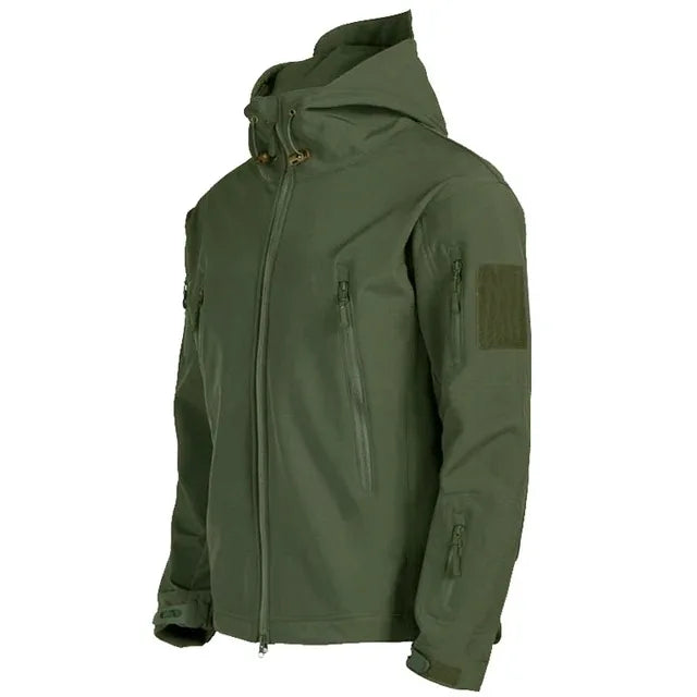 Men's Hooded Casual Military Outdoor Utility Jacket Fashion Sharkskin Soft-Shell Tactical Waterproof Combat Bomber Jacket