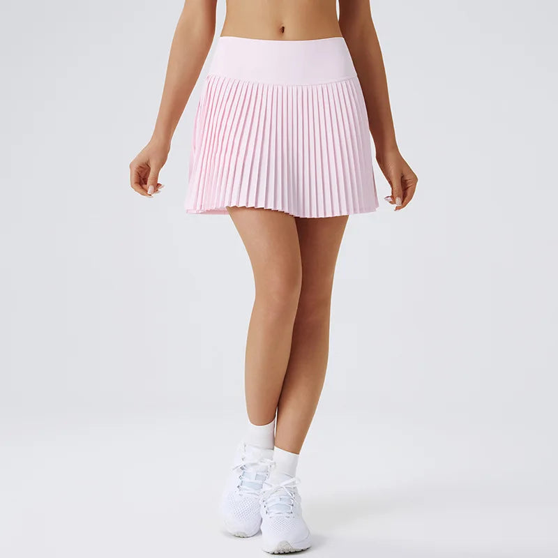 High Waist Women Tennis Pleated Skirt with Inner Lining High Waist Double Layer Design Sport Sexy Fitness Yoga Shorts Dancing