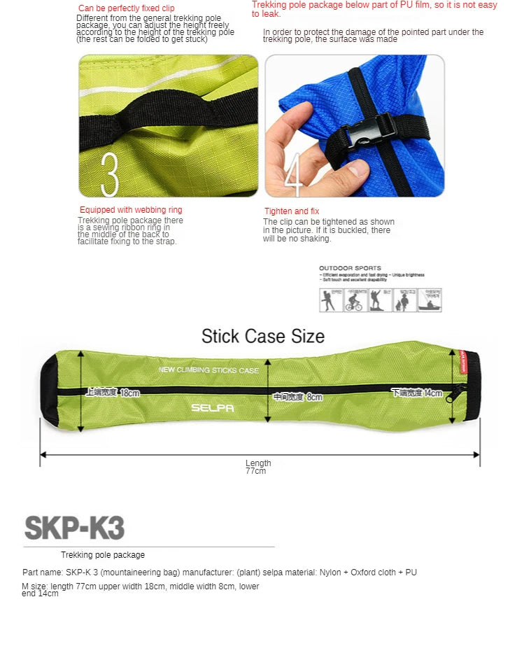 Outdoor Walking Stick Carry Bag Waterproof Crutch Storage Case Trekking Pole Bag Backpacking Carrying Bag (without Stick)
