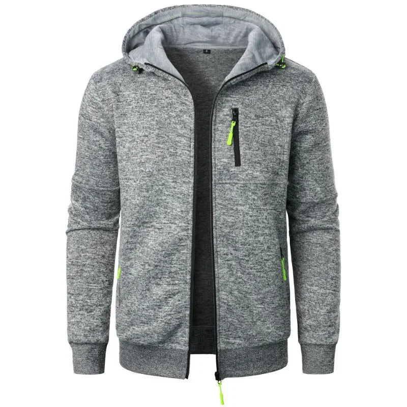 New Streetwear Men's Long Sleeve Sweatshirts for Men Zipper Hooded Oversize Winter Warm Jacket Coat Outdoor Tracksuit Men