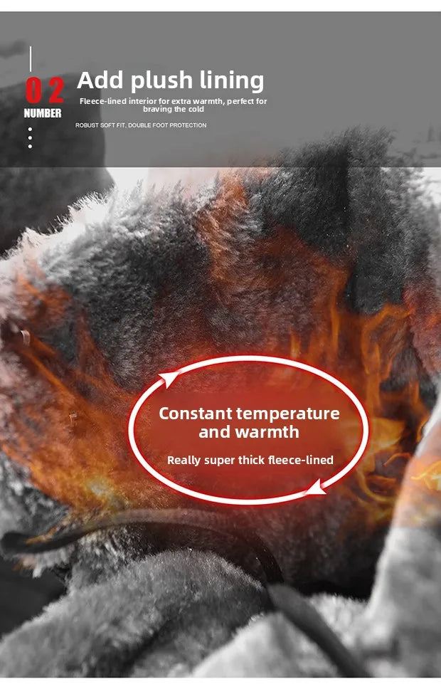 Men Winter Snow Boots Waterproof Leather High Top Plush Lined MidCalf Big Size