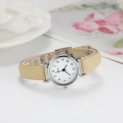 Women’s Fashion Quartz Watch with Small Dial – Elegant Leather Strap Casual Timepiece
