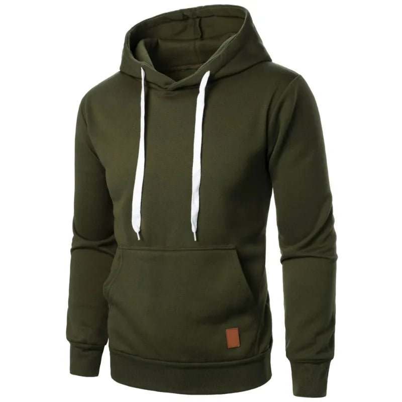 Mens Casual Hooded Collar Drawstring Hoodies Sweatshirts Long Sleeve Shirts Outdoor Streetwear Solid Color Lightweight Pullover