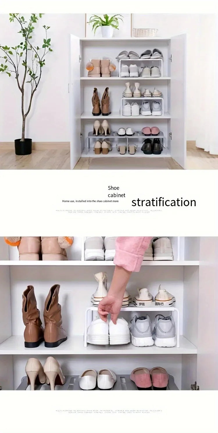 Adjustable Plastic Shoe Rack Multi-Tier Storage Organizer, Space-Saving Shelf for Sneakers, Slippers, Home Dorm Closet Modern