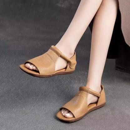 Open-Toe Flat Sandals For Women With Cross Straps And Adjustable Ankle Strap