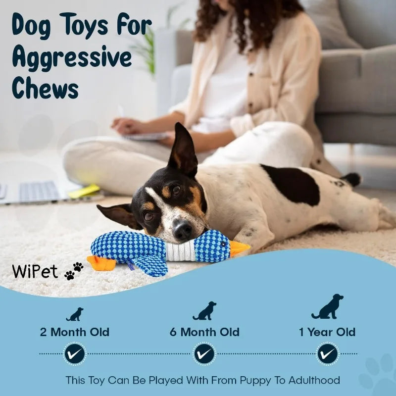 Indestructible Cat & Dog Plush Toy – Chew & Squeak Interactive Toy for Aggressive Chewers