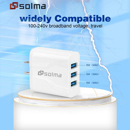 Three Port USB Travel Wall Charger With EU US UK Plug