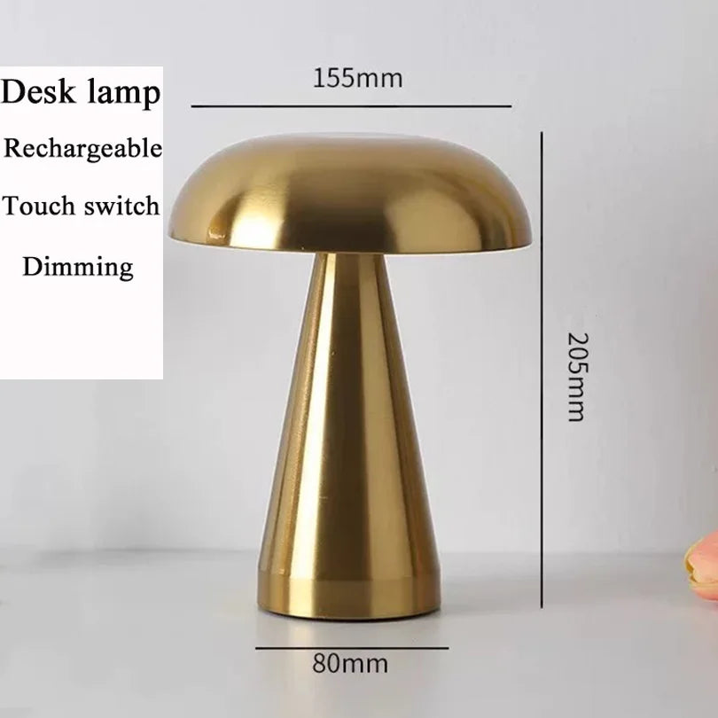 LED Table Lamp Retro Mushroom  Touch Sensor Bedside Lamp Rechargeable Reading Lights For Bedroom Restaurant Bar Decor Lighting