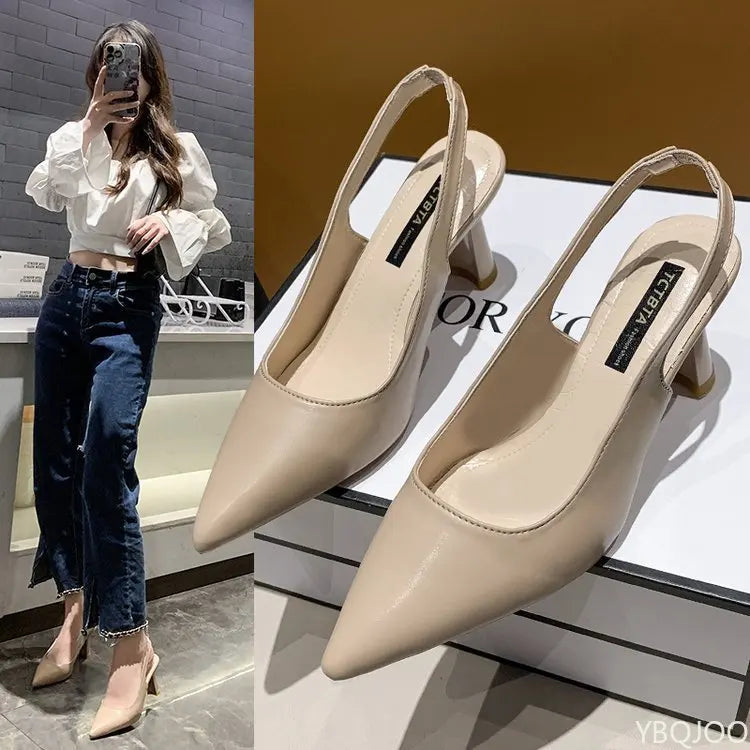 2025 Summer new pointed high heels Women's sandals Casual Shallow mouth shoe Fashion elegant ladies shoes Zapatillas Mujer ﻿