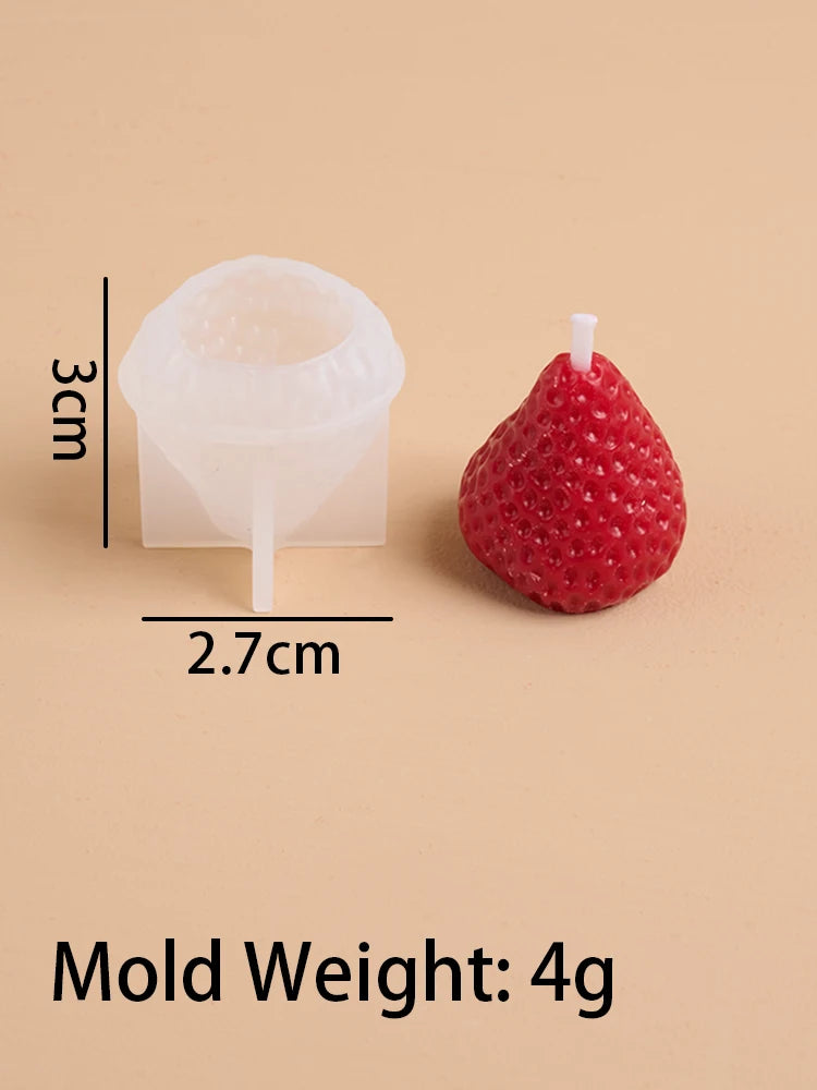 3D Strawberry Aromatherapy Candle Silicone Mold DIY Handmade Romantic Scented for Valentine's Day Party Home Decor Birthday Gift