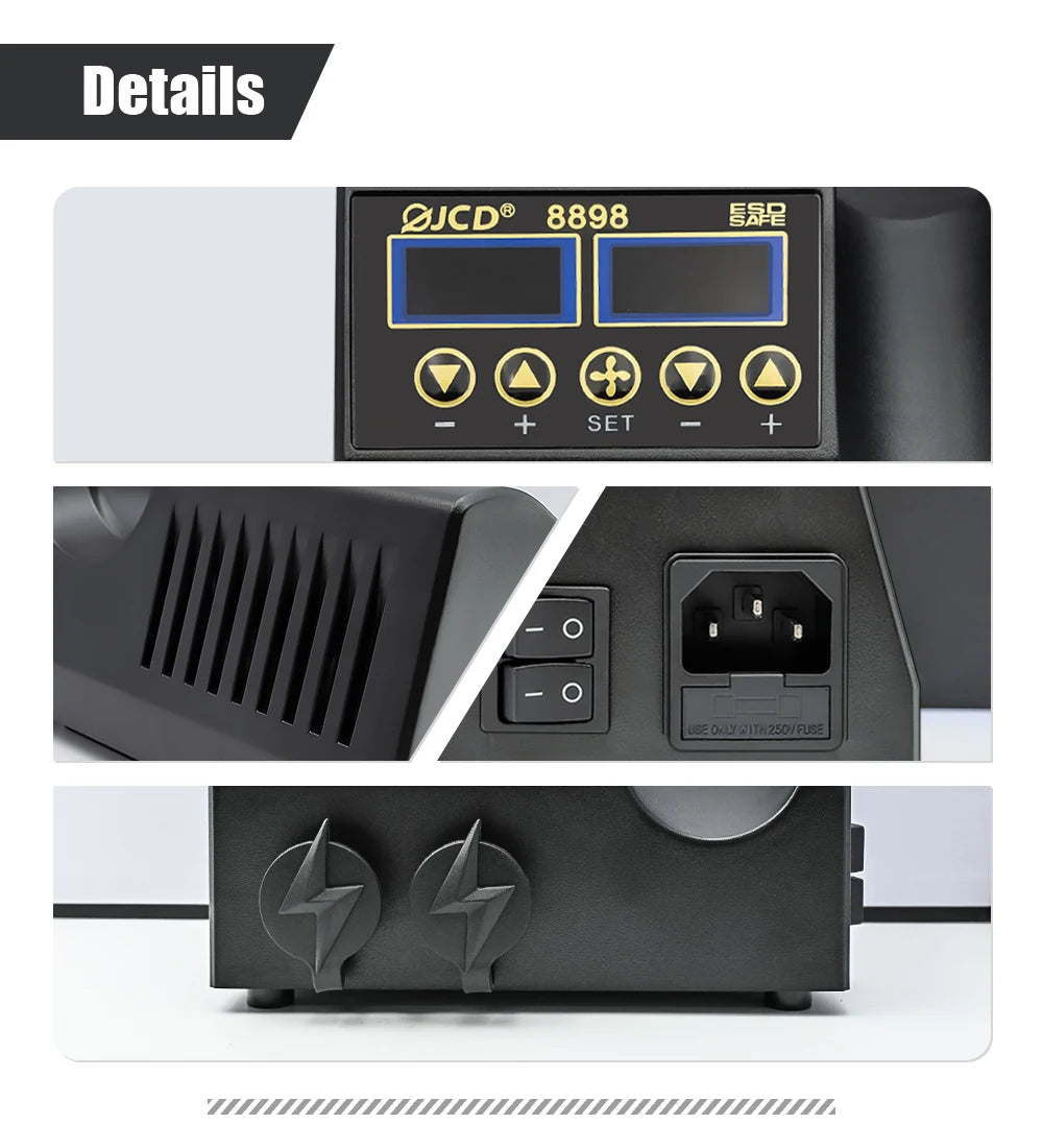 JCD 8898 750W Soldering Station 2 in 1 LCD Digital display Rework Welding Station Kit Soldering Iron Hot Air Repair Solder tools