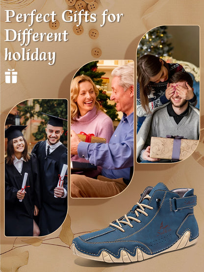 Men Ankle Boots Lace Up Leather Outdoor Casual Footwear