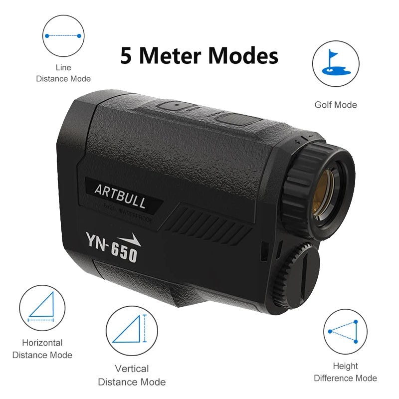 ARTBULL 1000m 650mLaser Rangefinder Golf Hunting Telescope with Slope Flag-Lock slope pin Outdoor Laser Distance meter