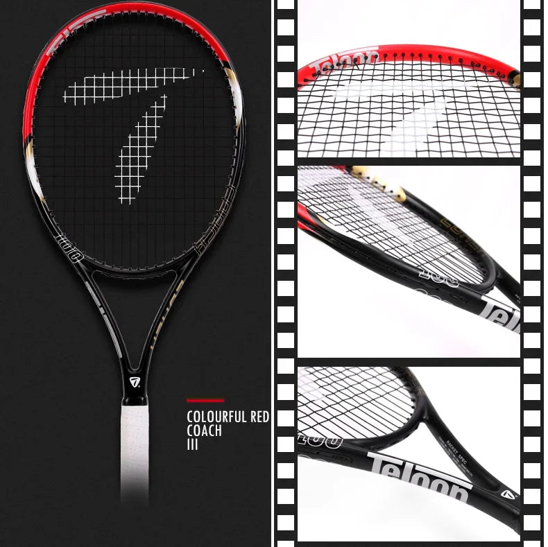 TELOON Genuine Carbon Tennis Racket Beginner College Student Men's and Women's Single with Wire Rebound Tennis Trainer Set