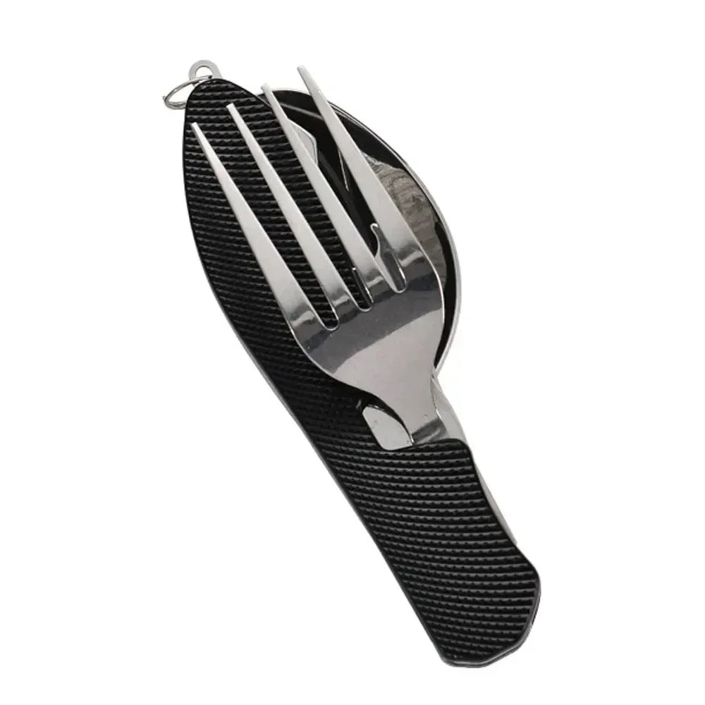 Foldable Camping Utensil Set Stainless Steel Knife Fork Spoon