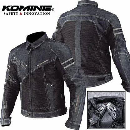 Motorcycle Jacket, Denim Mesh, Breathable, Polyester and Cotton, Men's