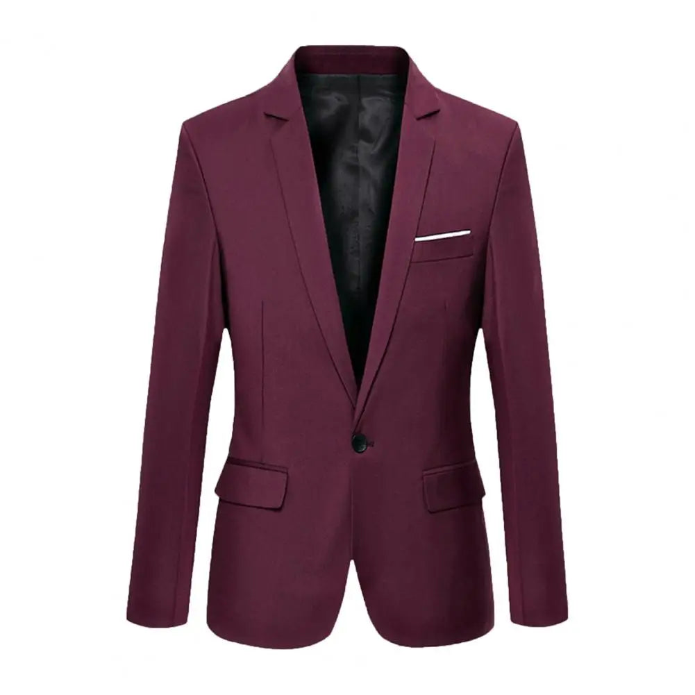 Men Formal Business Suit Coat One Button Lapel Long Sleeve Men Slim Fashion Suit Jacket Casual Suit Men Clothing