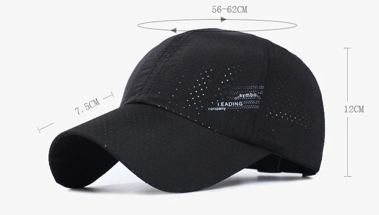 Quick Dry Baseball Cap Outdoor Sports Mesh Breathable Hat For Men Portable Hiking Fishing Sunbonnet Golf Adjustable Cap