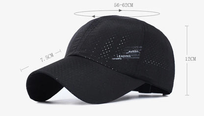 Quick Dry Baseball Cap, Polyester, Adjustable, Outdoor Mesh Hat