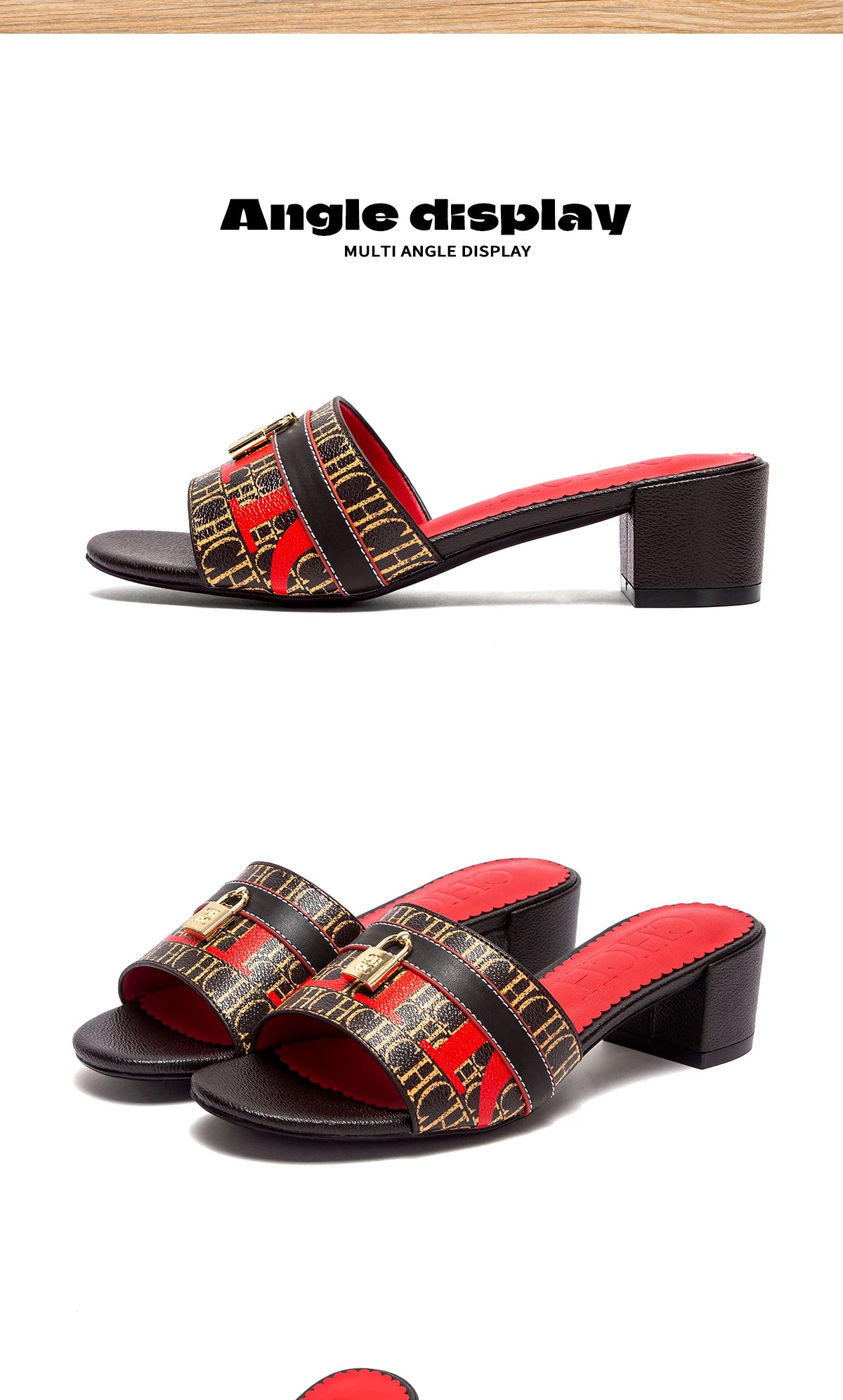 CHCH Women's Heels Sandals Low Block Chunky Heeled Sandals Slide Sandals Slip on Comfortable Casual Pumps Shoes 5cm