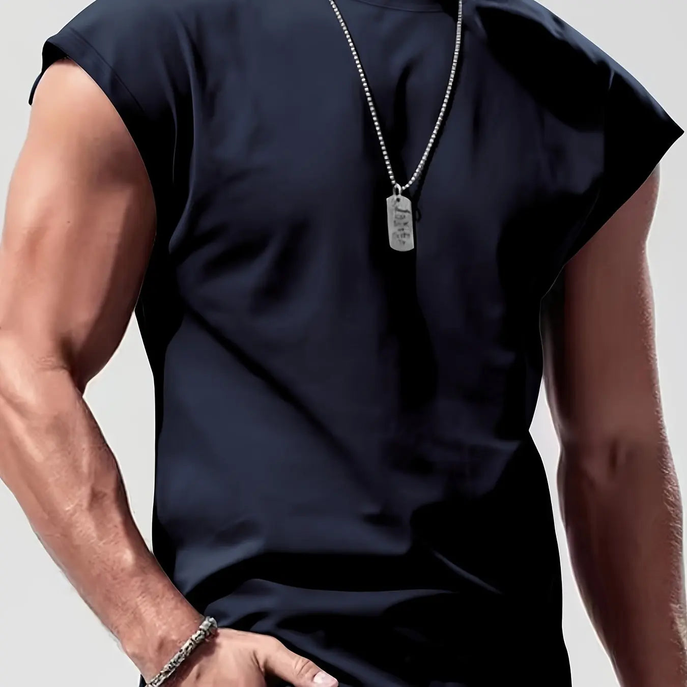 Men'S Summer Solid Color Sleeveless Tank Top Breathable Suitable for Casual Sports Versatile Style
