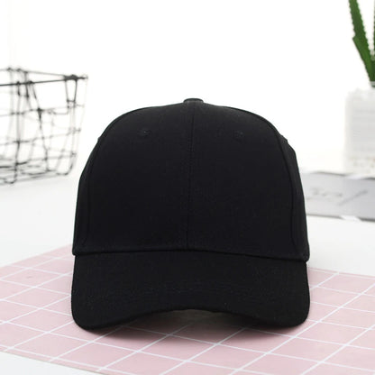 Unisex Black Baseball Cap Polyester Solid Color Adjustable Strap
