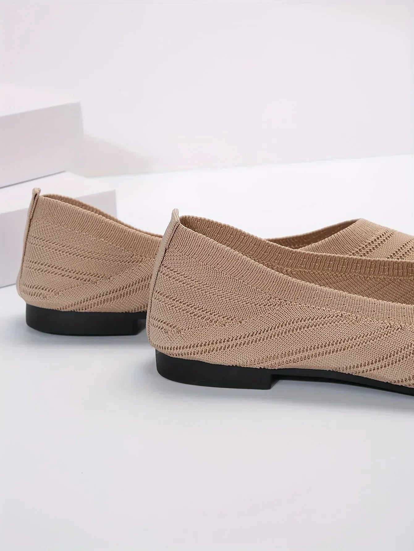 New 2024 Pointed Toe Flat Office Boat Solid Color Knitted Slip on Shoes Casual Ballet Flats Shoes Women Loafers Zapatos De Mujer