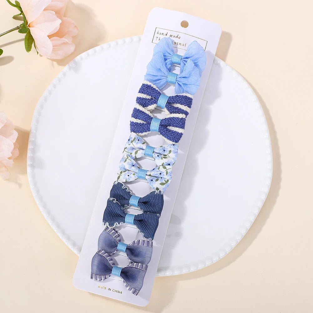 RAINBOW BOWS 10Pcs/set Handmade Fabric Printed Barrette Boutique Mini Bangs Bow Hair Clip Ins Daisy Hairgripes 2025 Spring Style