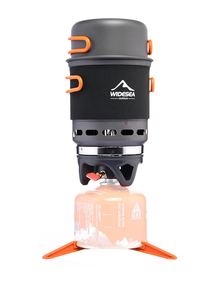 Widesea Camping Cooking System with Heat Exchanger Outdoor Gas Burner Stove Tourist Pot Set Cup Tableware Cookware Tourism Hike