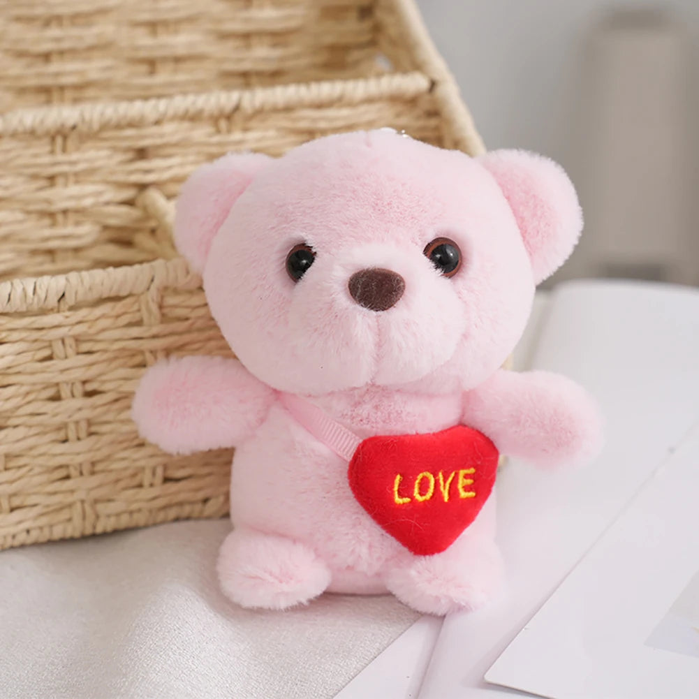 1pc Cute Bear Toys Key Chain Pendant Heart Bear Plush Toy Valentine's Day Gifts Children Kids Toy Wedding Gifts Stuffed Toy