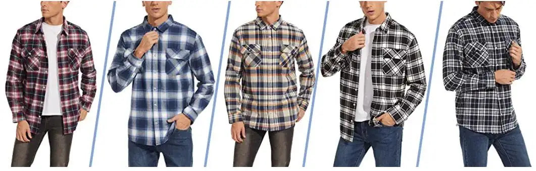 TACVASEN Oversize Lightweight Shirt Jacket Button Down Cotton Plaid Shirts Mens Long Sleeve Streetwear Flannel Shirts W/ Pockets