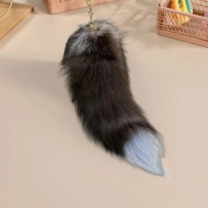 Fox Tail Keychain With Faux Fur And Zinc Alloy Attachment