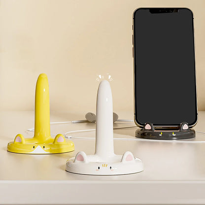 Cartoon Cat Phone Stand Desktop Holder Plastic 7.8x7.3 cm