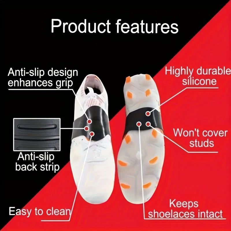 2pc Anti-slip silicone shoe covers for football sports with high grip foot protectors and anti-slip anti-falling shoelace covers