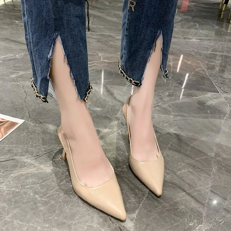 2025 Summer new pointed high heels Women's sandals Casual Shallow mouth shoe Fashion elegant ladies shoes Zapatillas Mujer ﻿