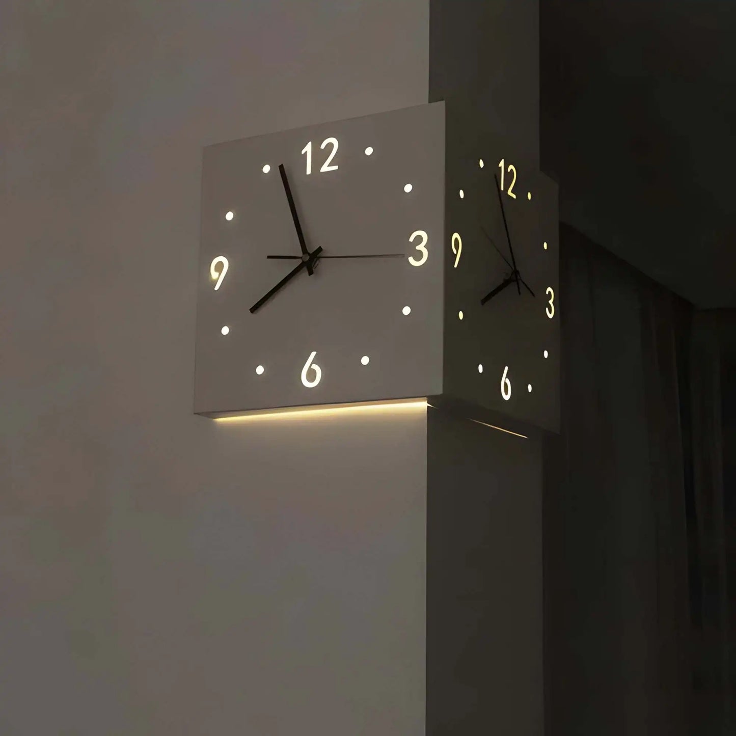 Sensor Luminous Corner Wall Clock – Modern Home & Office Decor