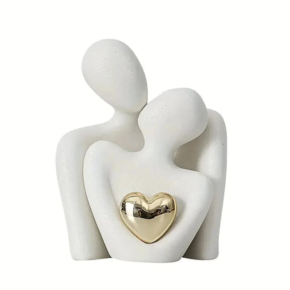 Romantic Love Embrace Statue Ornament Plastic Couple Figurine For Bedroom