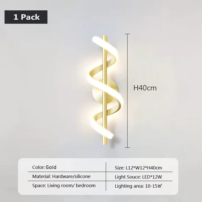 LED Luxury Wall Lamp – Black/White/Gold Decorative Light for Bedroom & Living Room