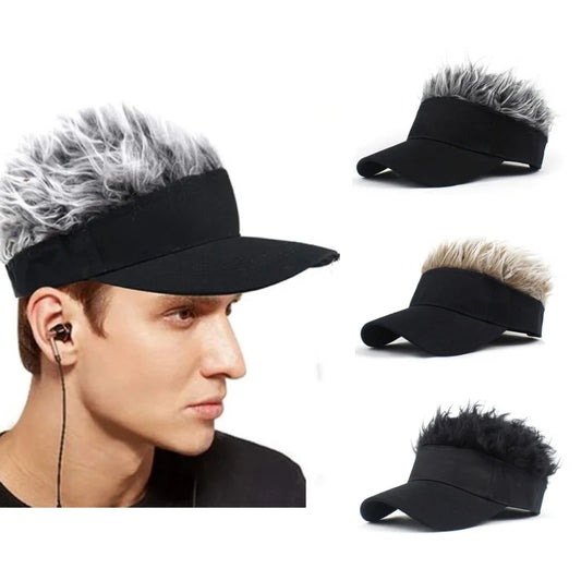 Mens Spiked Wig Hairs Golf Baseball Cap Outdoor Sunshade Sports Sunhat Fancy Performance Party Casual Hip-Hop Dance Visors Hat
