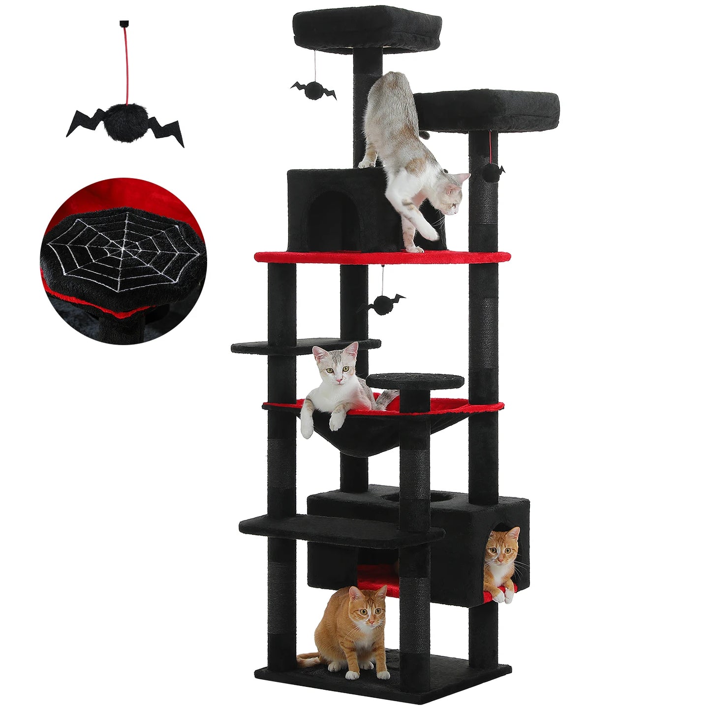 Spacious Cat Tree Tower with Hammocks and Scratching Posts