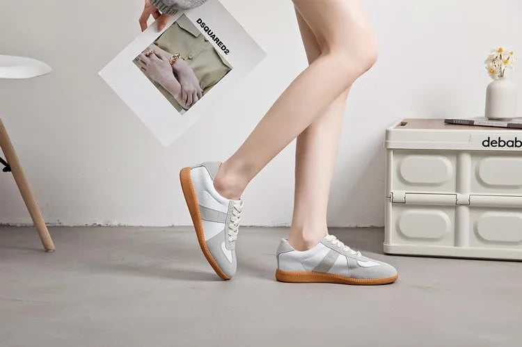 AIYUQI Women's Sneakers 2025 New Genuine Leather Ladies Moral Training Shoes Casual Spring Flat Shoes Women