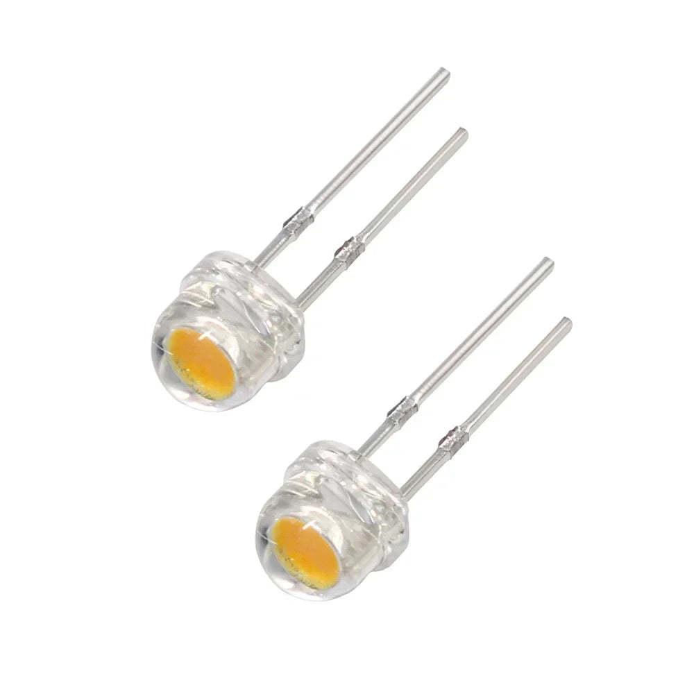 100pcs LED Diode F5 Super Bright Straw Hat LED 5mm Light Emitting Diodes Blue Green Red Yellow White, for DIY Electronic