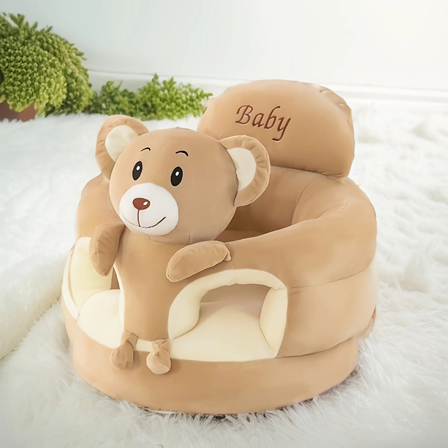 Plush Pink Kitten Armchair: Assist Baby Learn to Sit & Stand Safely. Spine Protection & Backrest. Soft Infant Practice Seat.