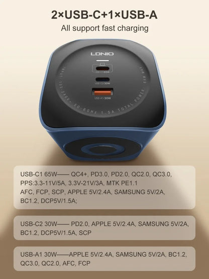 3-Outlet Cube Power Strip 2m Cord 65W Surge Protector USB UK US EU Plugs