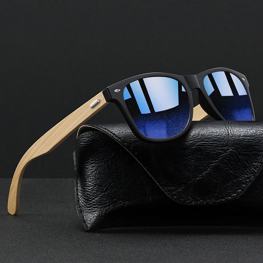 Fashion Bamboo Wood Vintage Square Sunglasses Wooden Men Women Luxury Brand Designer Sun Glasses Driving Fishing UV400 Eyewear
