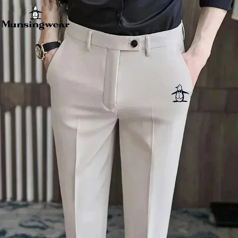 Men Golf Trousers Slim-fit Drape Casual Golf Pants Men Korean Version Slim-fit Elastic Skinny Golf Clothing Sports Ninth Pant