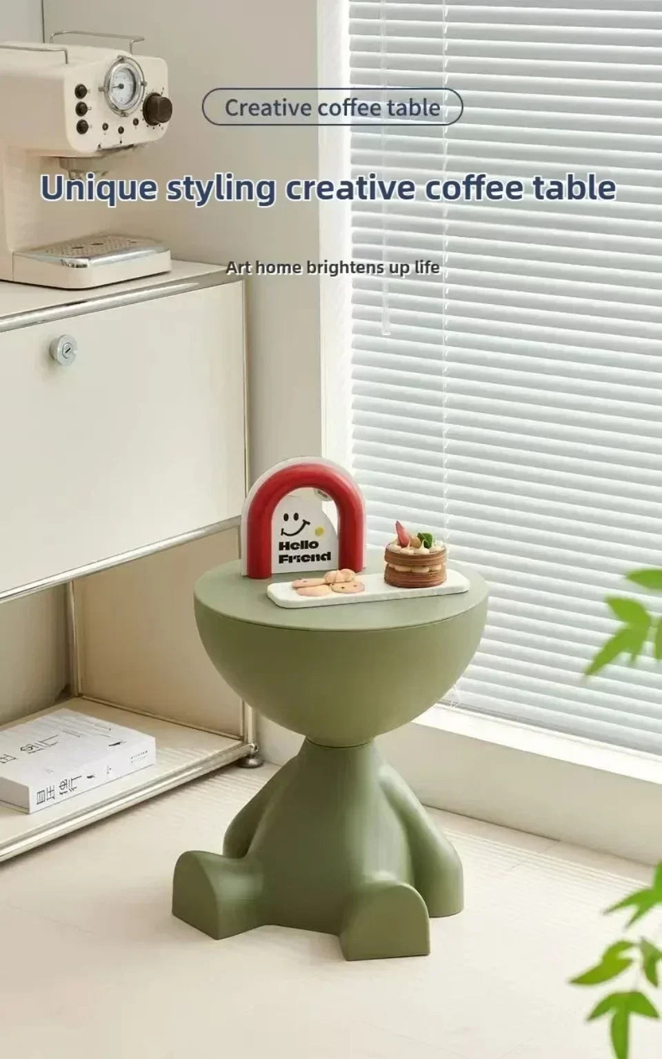 Cream Coffee Table Sofa Bed Side Table Modern Simple Home Accessories Living Room Decor Creative Flat Head Plastic Round Tables